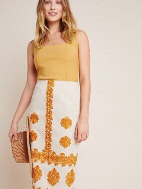 🌸 Anthropologie Verona Embroidered Pencil Skirt 🌸